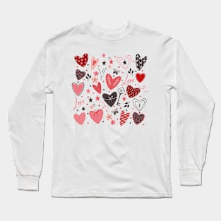 Love Hearts, Valentine's Day Scrapbooking Elements, Romantic Long Sleeve T-Shirt